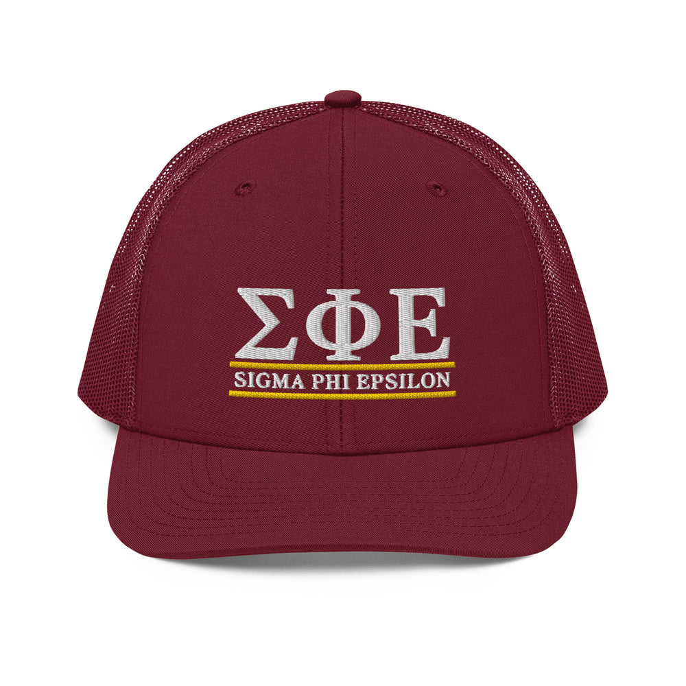 
                      
                        SigEp Letters Trucker Hat in Cardinal
                      
                    